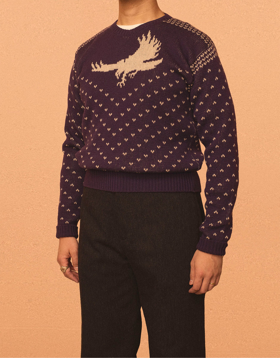 G&F Co.- EAGLE JACQUARD KNIT _ NAVY – BITTERS STORE