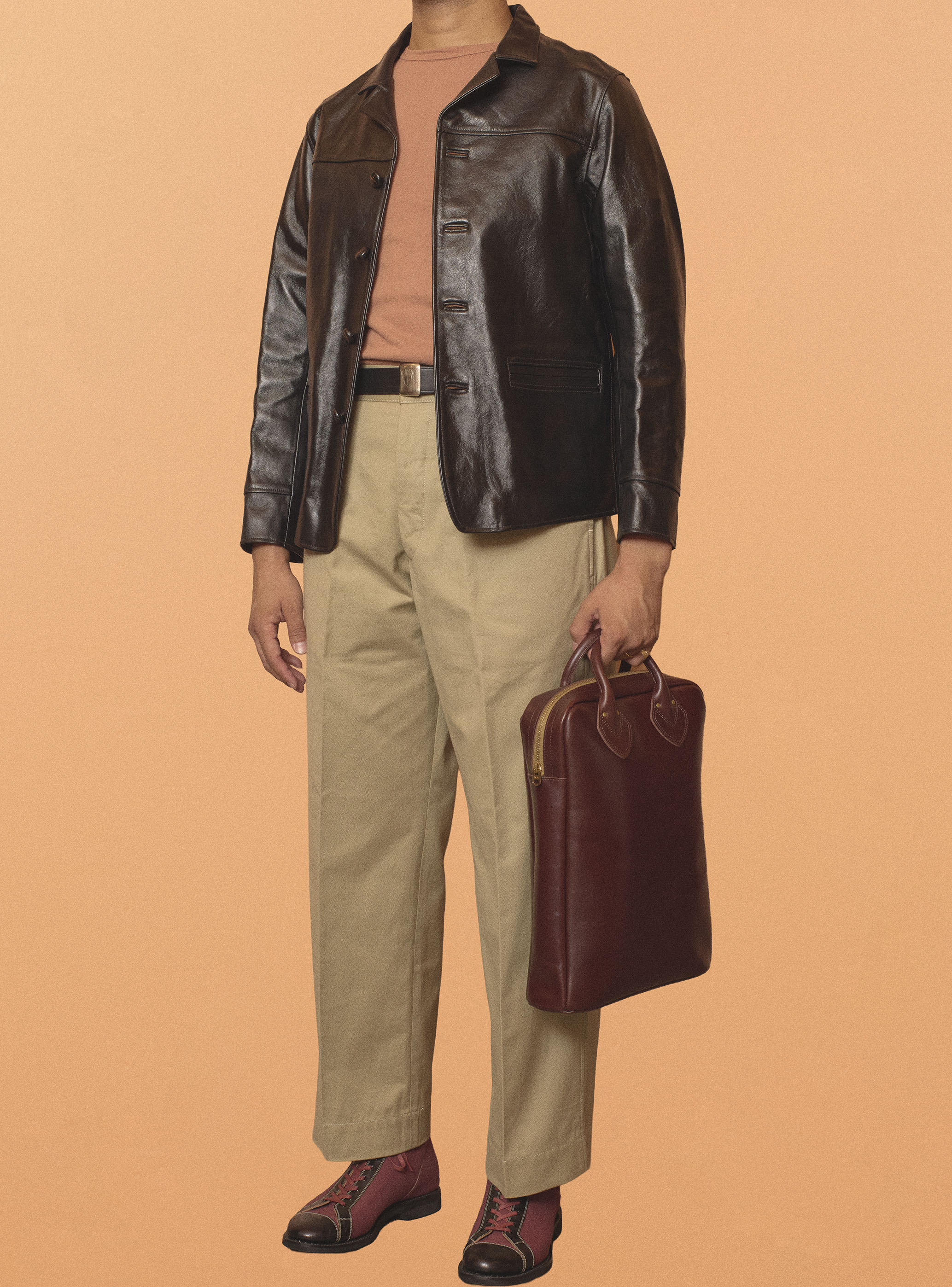 AELL SUPPLY _ ZIPPER LEATHER BAG _ BROWN