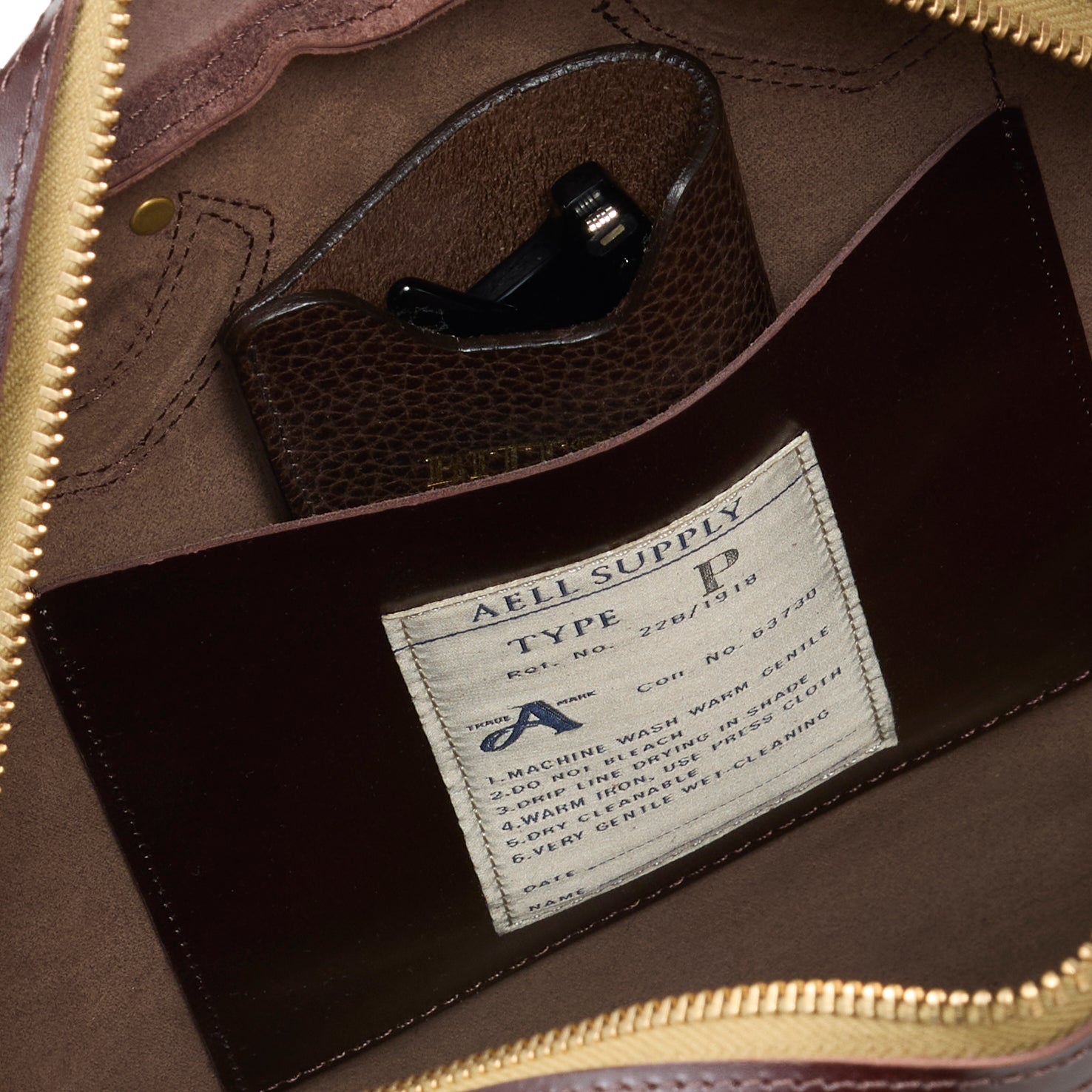 AELL SUPPLY _ ZIPPER LEATHER BAG _ BROWN
