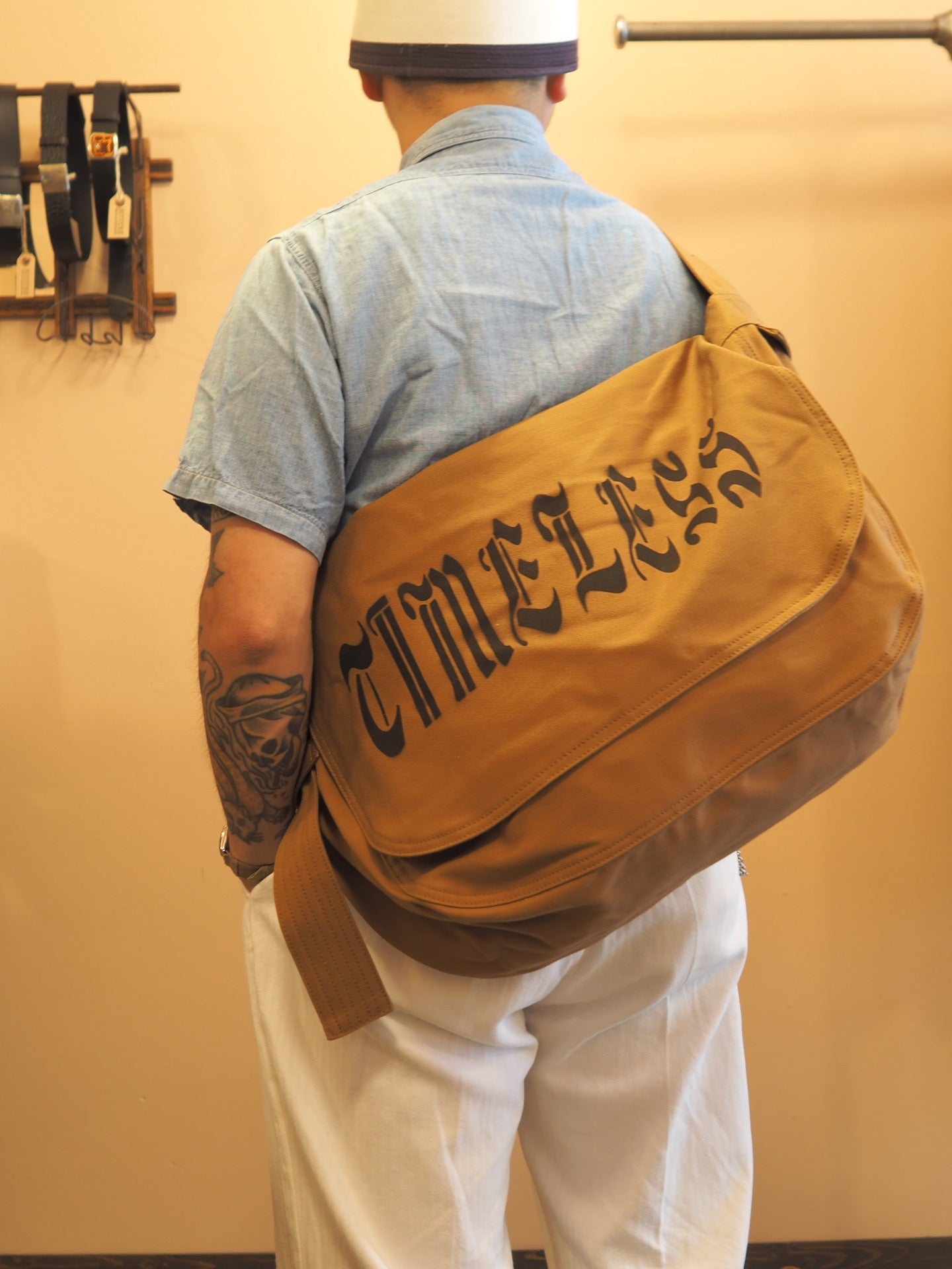 AELL SUPPLY-UTILITY BAG STENCIL “TIMELESS” _ BROWN