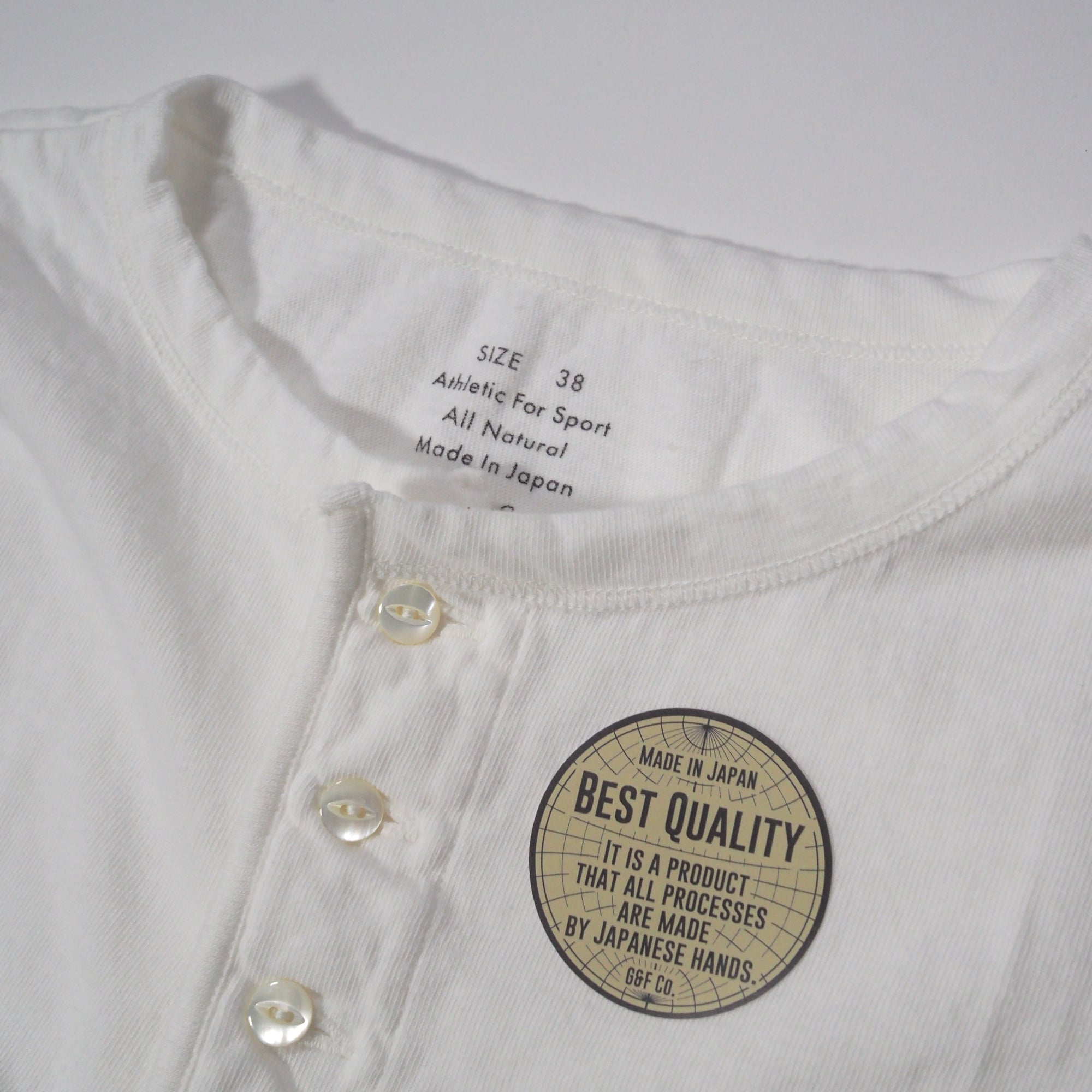 G&F Co.- 1940s SPORTS HENLEY NECK TEE _ OFF WHITE